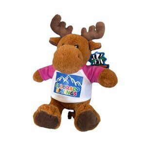 Elk Caribou Reindeer Animal Plush 11" Tall Antlers Colorado Springs  Souvenir